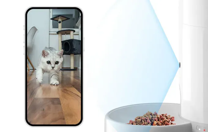 Dispenser inteligent pentru hrană animale PETONEER Nutri Vision FDW050 cu cameră HD și control Wi-Fi - Imagine 3