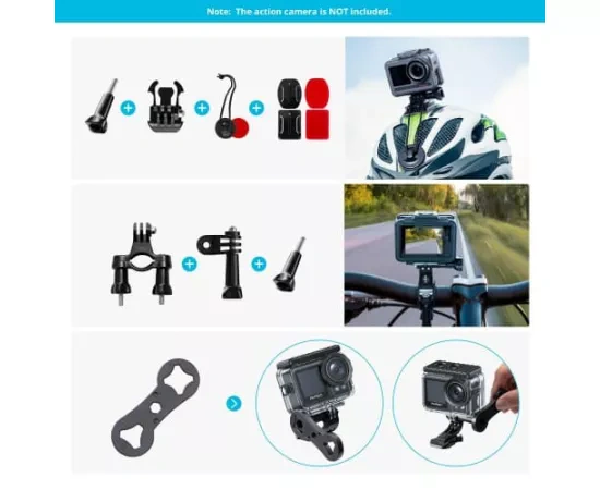 Kit accesorii camera video AKASO SYAC0048-BK, 60 in 1 - Imagine 3
