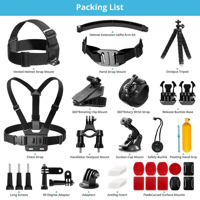 Kit accesorii camere video sport Akaso 14-in-1 SYZ0014-BK-01 - Imagine 1