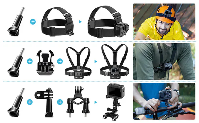 Kit accesorii camere video sport Akaso 14-in-1 SYZ0014-BK-01 - Imagine 3