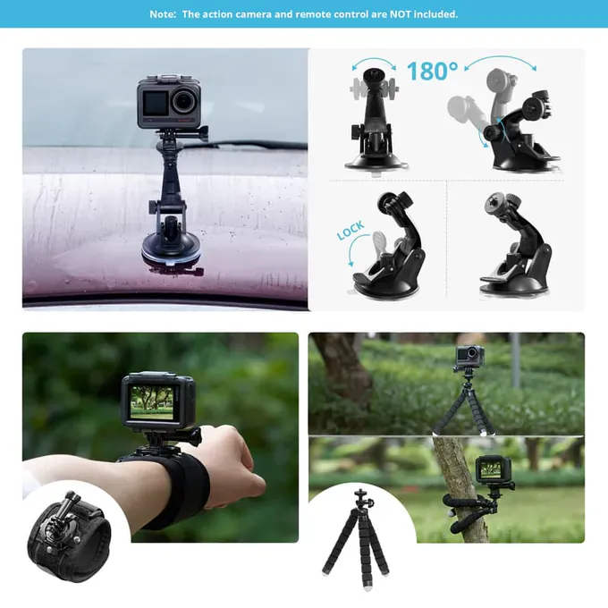Kit accesorii camere video sport Akaso 14-in-1 SYZ0014-BK-01 - Imagine 5