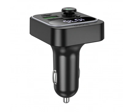 Modulator FM HOCO E85 2 x USB-A, 1x USB-C, RGB, Bluetooth 5.4, 38W, negru - Imagine 4
