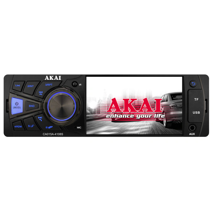 Radio auto AKAI CA015A-4108S, USB, Bluetooth, Ecran TFT 4", SD card, Negru - Imagine 1