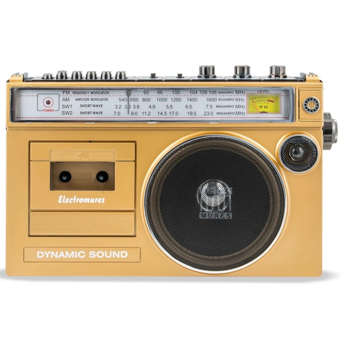 Radio casetofon, Electromures EM 1011, FM / AM / SW1 / SW2, 7 W, Bluetooth, USB, slot card microSD / TF, inregistrare, microfon, bej - Imagine 1