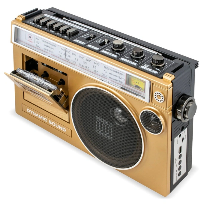 Radio casetofon, Electromures EM 1011, FM / AM / SW1 / SW2, 7 W, Bluetooth, USB, slot card microSD / TF, inregistrare, microfon, bej - Imagine 4