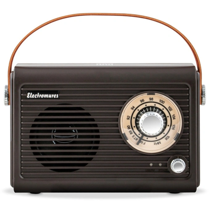 Radio portabil Electromures EM 1005, 5 W, FM, alimentare acumulator, Bluetooth, USB, Aux in, design retro, maro - Imagine 1