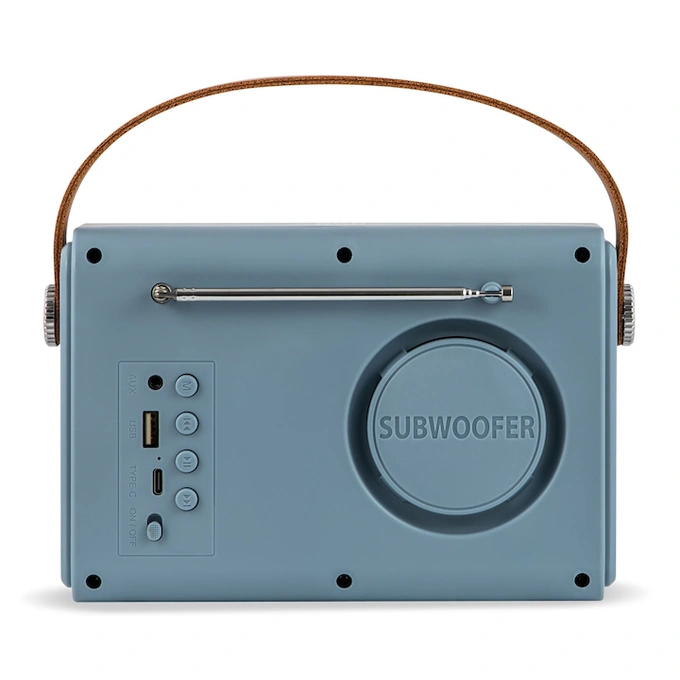 Radio portabil Electromures EM 1006, FM, 5 W, alimentare acumulator, Bluetooth, USB, Aux in, design retro, albastru - Imagine 4