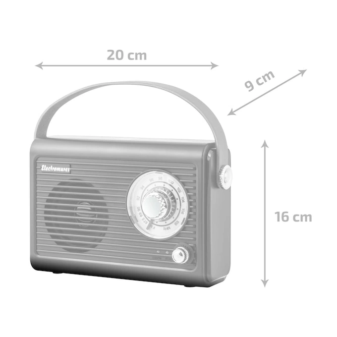 Radio portabil Electromures EM 1006, FM, 5 W, alimentare acumulator, Bluetooth, USB, Aux in, design retro, albastru - Imagine 7