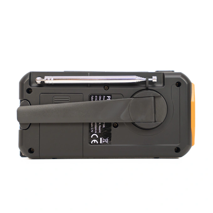Radio portabil PNI-DYN300, cu dinam, incarcare solara, lanterna, powerbank 4000 mAh, SOS, IPX3, orange, kit Blackout - Imagine 9