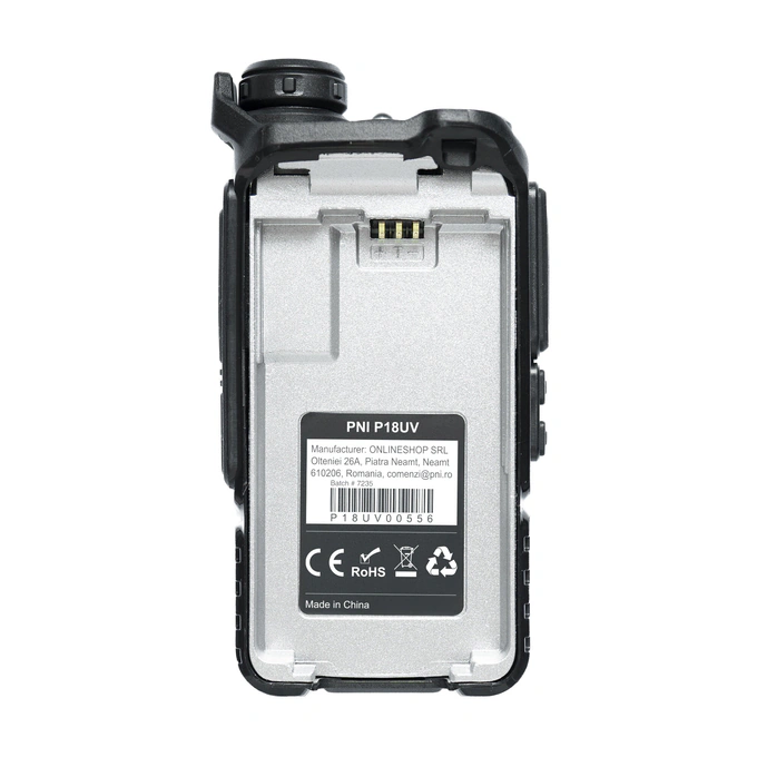 Stație radio portabilă dualband PNI P18UV VHF/UHF 144–146 MHz și 430–440 MHz, 200 canale, VOX, scan, radio FM, acumulator Li-Ion 2200 mAh, negru - Imagine 4