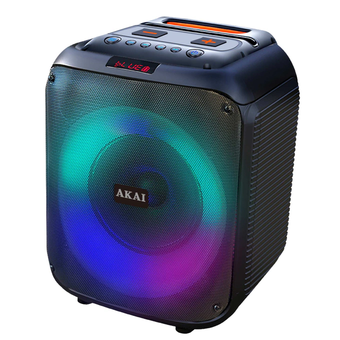 Boxa portabila activa Akai ABTS-V30, 40 W, Bluetooth, USB, slot card microSD / TF, Aux in, functie Karaoke, functie TWS, lumini dinamice, negru, microfon, telecomanda - Imagine 2