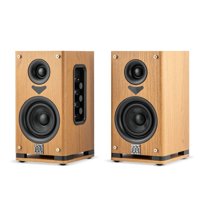 Boxe de raft Electromures EM 1022, active cu Bluetooth 5.0, conexiuni USB/OPTIC/RCA si Telecomanda, Design minimalist, Putere 2x50W, Culoare Maro - Imagine 3