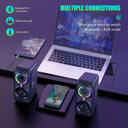 Boxe gaming ONIKUMA L6, LED multicolor, Bluetooth 5.0, negru - Imagine 4