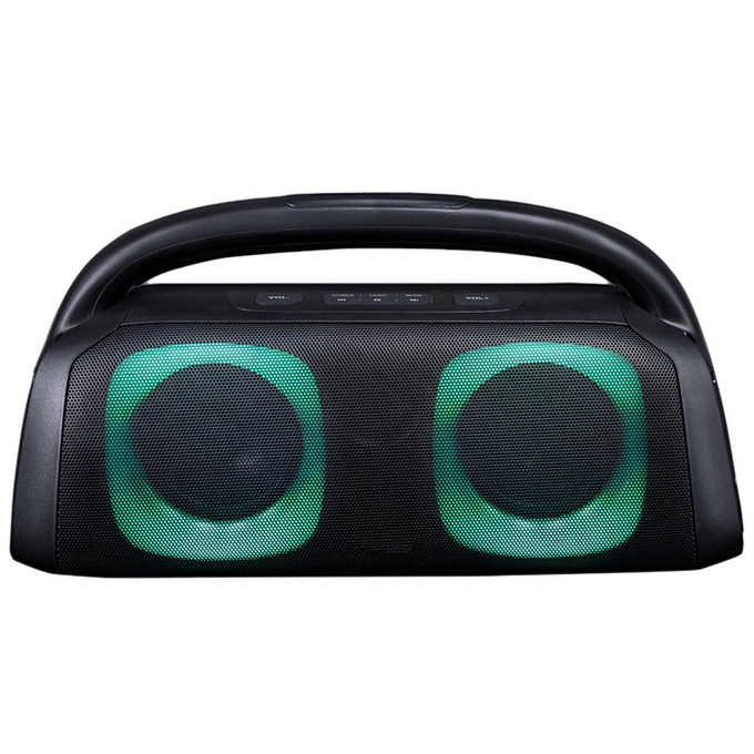 Boxa portabila activa Akai ABTS-100, 60 W, Bluetooth, USB, slot card microSD, Aux in, radio FM, functie Karaoke, lumini dinamice, negru, microfon - Imagine 1