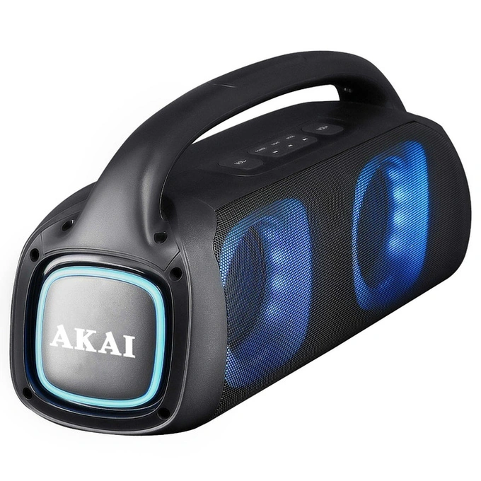 Boxa portabila activa Akai ABTS-100, 60 W, Bluetooth, USB, slot card microSD, Aux in, radio FM, functie Karaoke, lumini dinamice, negru, microfon - Imagine 3