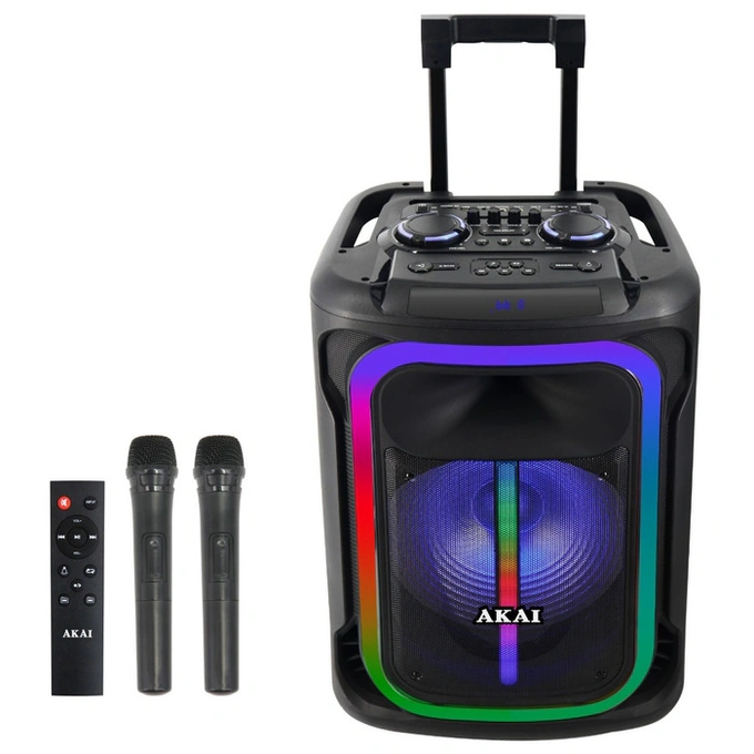 Boxa portabila activa Akai ABTS-15 Pro Volcano, 150 W, Bluetooth, USB, slot card microSD, Aux in, radio FM, negru - Imagine 3