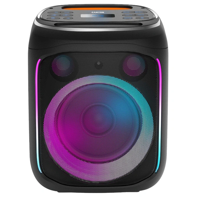 Boxa portabila activa, Canyon OnFun 5, 40 W, Bluetooth, USB, slot card microSD, Aux in, intrare microfon, lumini dinamice, egalizator, True Wireless Stereo, negru - Imagine 1