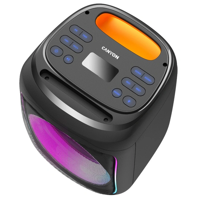 Boxa portabila activa, Canyon OnFun 5, 40 W, Bluetooth, USB, slot card microSD, Aux in, intrare microfon, lumini dinamice, egalizator, True Wireless Stereo, negru - Imagine 4