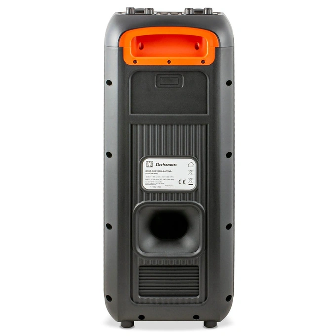 Boxa portabila activa Electromures EM 1008, 40 W, Bluetooth, USB, slot card TF, Aux in, radio FM, joc de lumini LED, negru, microfon, telecomanda - Imagine 6