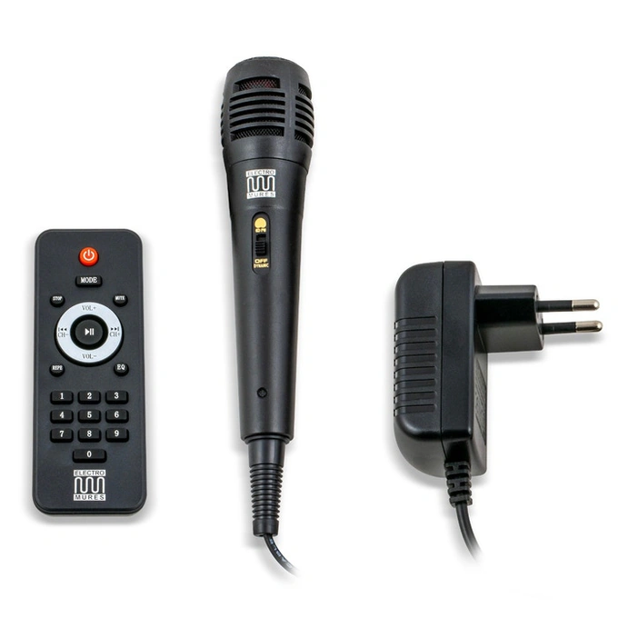 Boxa portabila activa Electromures EM 1008, 40 W, Bluetooth, USB, slot card TF, Aux in, radio FM, joc de lumini LED, negru, microfon, telecomanda - Imagine 8