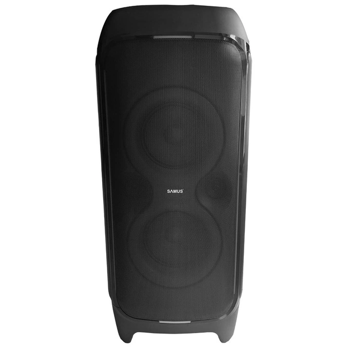 Boxa portabila activa Samus Prime Sound 590, 450 W, Bluetooth, USB, Aux in, radio FM, functie Extra Bass, afisaj electronic LED, negru, microfon, telecomanda - Imagine 1
