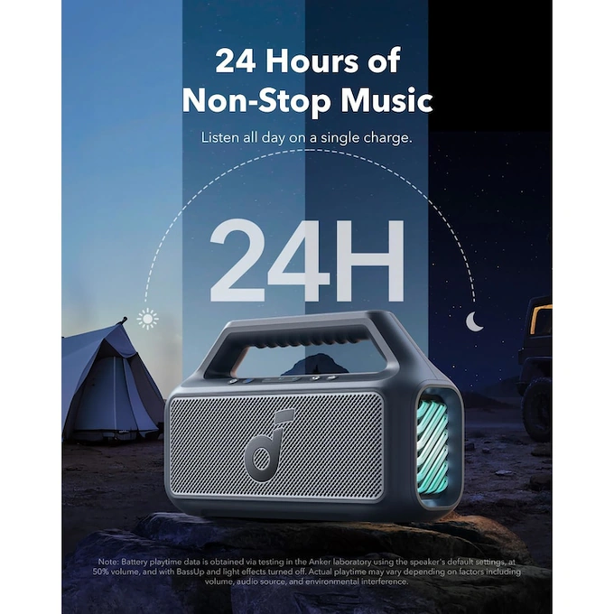 Anker Boxa portabila Anker Soundcore Boom 2, 80W, BassUp 2.0, IPX7, Lumini RGB, Bluetooth 5.3, Albastru - IT-Fashion.ro