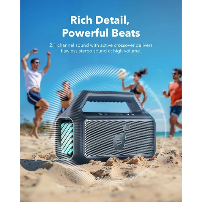 Boxa portabila Anker Soundcore Boom 2, 80W, BassUp 2.0, IPX7, Lumini RGB, Bluetooth 5.3, Albastru - Imagine 6