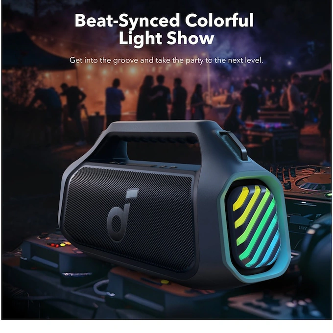 Boxa portabila Anker Soundcore Boom 2 Plus, 140W, Bluetooth 5.3, BassUp 2.0, IPX7, Lumini RGB, Functie PowerBank, Blue - Imagine 5