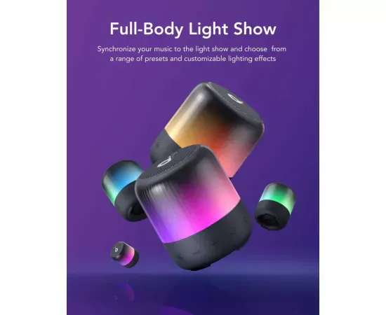 Boxa portabilă ANKER SoundCore Glow Mini Black - Sunet 360° și lumini RGB - Imagine 3