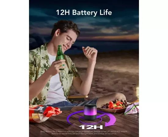 Boxa portabilă ANKER SoundCore Glow Mini Black - Sunet 360° și lumini RGB - Imagine 5
