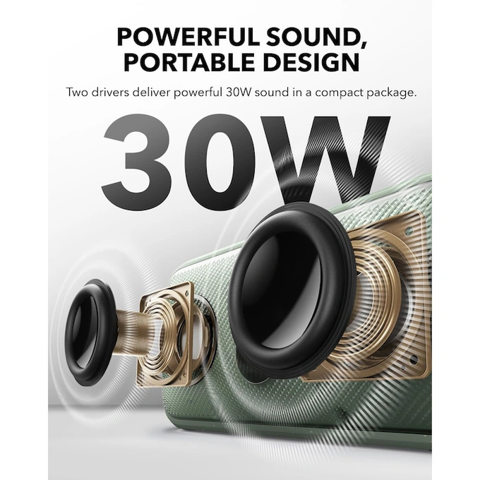 Boxa portabila Anker SoundCore Motion 300, 30W, Wireless Hi-Res Audio, Bluetooth, BassUp, SmartTune, IPX7, Verde - Imagine 2