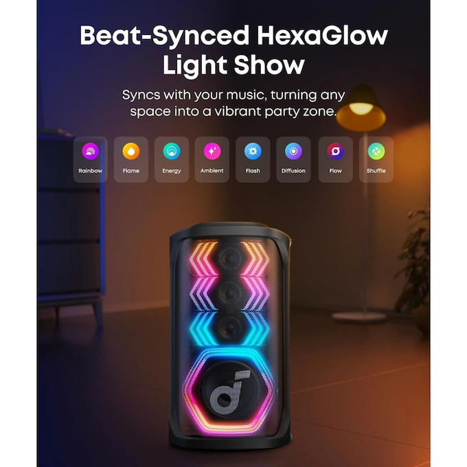 Boxa portabila Anker SoundCore Rave 3S, 200W, Bluetooth, Karaoke AI, IPX4, Autonomie 12 ore, Negru - Imagine 2