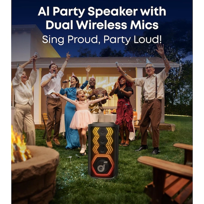 Boxa portabila Anker SoundCore Rave 3S, 200W, Bluetooth, Karaoke AI, IPX4, Autonomie 12 ore, Negru - Imagine 6