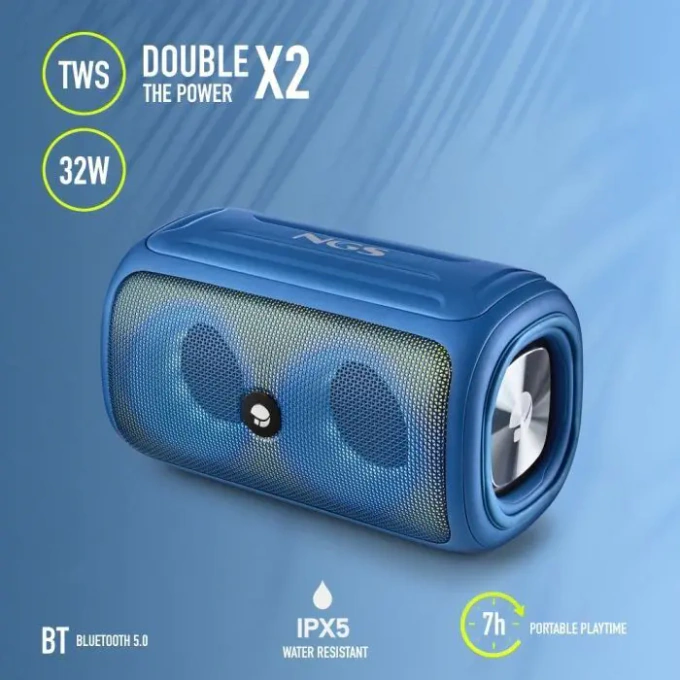 Boxa portabila Bluetooth NGS Roller Beast, 32W, Aux, TWS, MicroSD, IPX5, albastru - Imagine 6