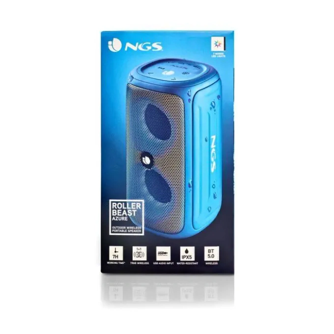 Boxa portabila Bluetooth NGS Roller Beast, 32W, Aux, TWS, MicroSD, IPX5, albastru - Imagine 7