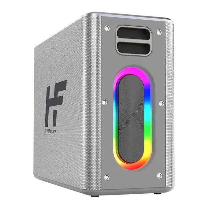 Boxa Portabila HiFuture Music Box, Bluetooth, 100W, Argintiu, Set 2 Microfoane - Imagine 5