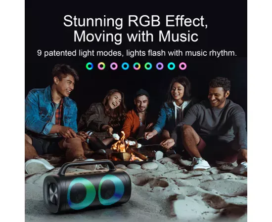 Boxa portabilă JOYROOM JR-MW02 Black cu sunet HiFi și iluminare RGB - Imagine 2