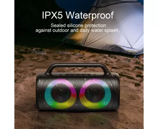 Boxa portabilă JOYROOM JR-MW02 Black cu sunet HiFi și iluminare RGB - Imagine 7