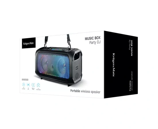 Boxă portabilă KRUGER & MATZ KM0560 – Putere 30W, Bluetooth, USB, AUX, FM, iluminare RGB - Imagine 6
