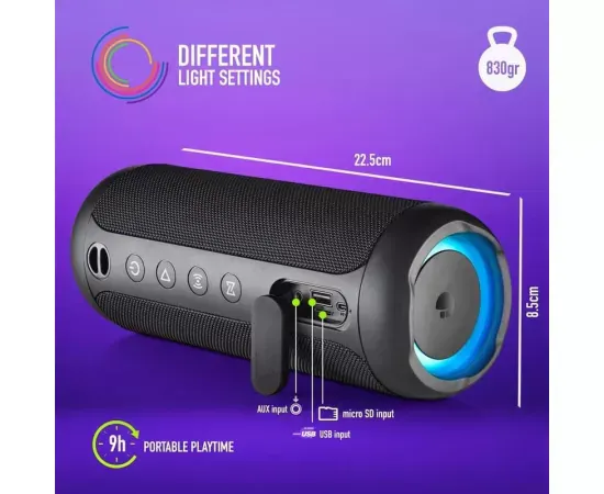 Boxa portabilă NGS Roller Furia 3 Black – Putere 60W, Bluetooth 5.3, IPX7 - Imagine 5