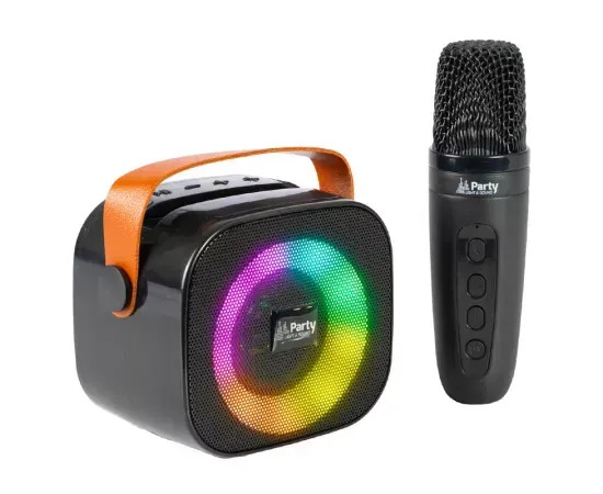 Boxă portabilă PARTY Karaoke KARAKID10 Black cu iluminare RGB și microfon - Imagine 2