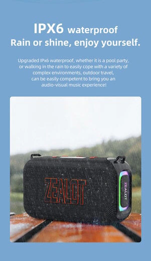 Boxa portabila, rezistenta la apa Zealot S85, 50W, Bluetooth 5.3, IPX6 Waterproof, 6h Autonomie, Black - Imagine 12