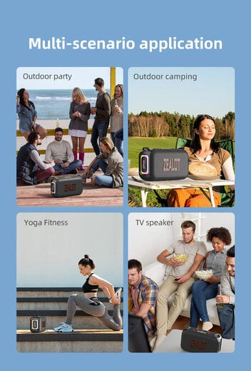 Boxa portabila, rezistenta la apa Zealot S85, 50W, Bluetooth 5.3, IPX6 Waterproof, 6h Autonomie, Black - Imagine 13