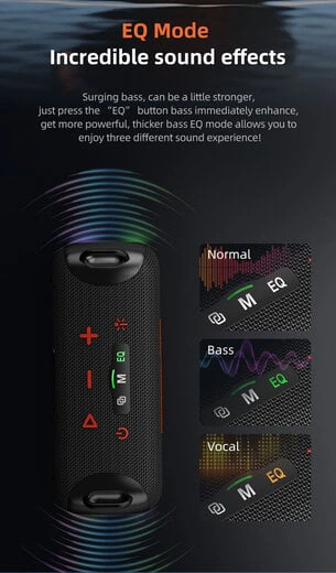 Boxa portabila, rezistenta la apa Zealot S85, 50W, Bluetooth 5.3, IPX6 Waterproof, 6h Autonomie, Black - Imagine 6