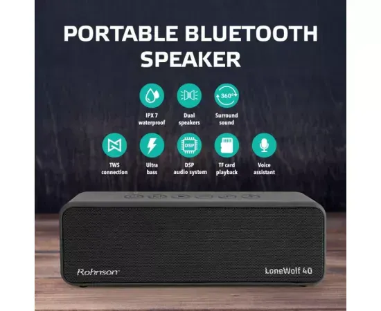 Boxa portabilă ROHNSON LoneWolf RS-1040 Black – Putere 40W, autonomie 12h, Bluetooth 5.0 - Imagine 3