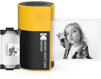 Kodak Memo Shot Era KOCAMMS100Y – Cameră foto instant și imprimantă de etichete 2‑în‑1, Bluetooth, 300 dpi, galben/negru - Imagine 1