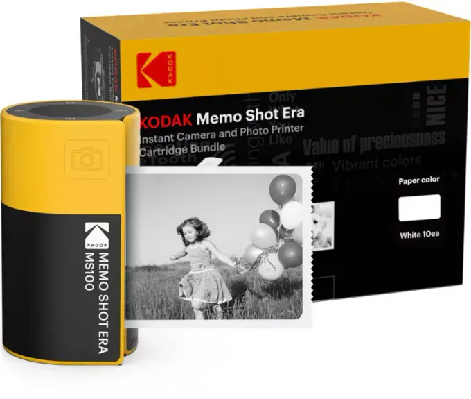 Kodak Memo Shot Era KOCAMMS100Y – Cameră foto instant și imprimantă de etichete 2‑în‑1, Bluetooth, 300 dpi, galben/negru - Imagine 11