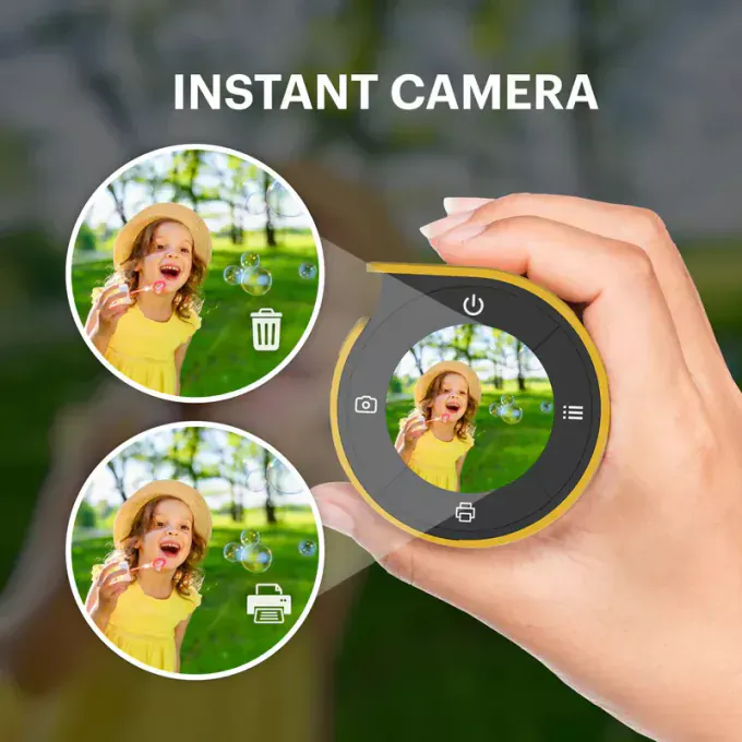 Kodak Memo Shot Era KOCAMMS100Y – Cameră foto instant și imprimantă de etichete 2‑în‑1, Bluetooth, 300 dpi, galben/negru - Imagine 8