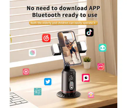 Stabilizator Gimbal XO SS16+, Face Tracking 360, Bluetooth 5.2, Black - Imagine 5
