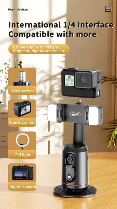 Stabilizator Gimbal XO SS16+, Face Tracking 360, Bluetooth 5.2, Black - Imagine 7